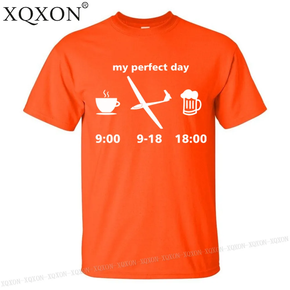 XQXON-my perfect day скользя Для мужчин футболка хорошего качества хлопок Летние Короткие рукава человек футболка; Топы K113 - Цвет: Orange