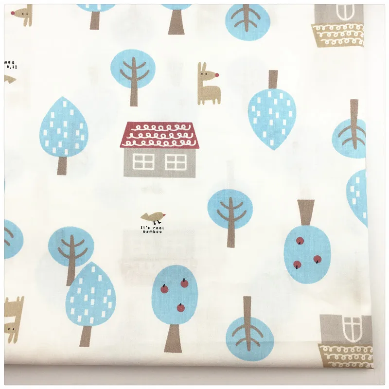 Syunss хлопковая ткань с синим цветочным принтом для шитья детская игрушка