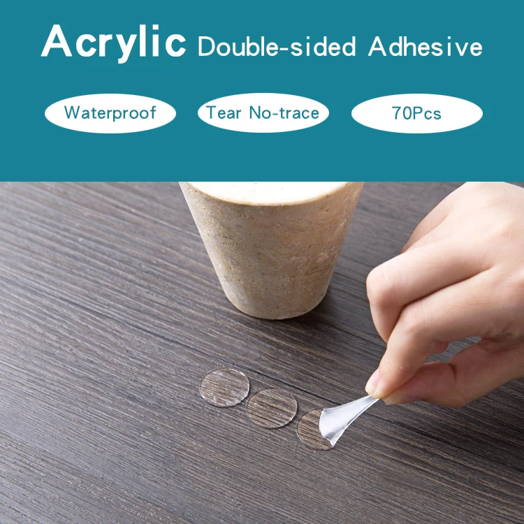 70Pcs Acrylic Double-sided Adhesive Round Glue Seamless Scotch Tape No Trace Household Paste Decoration Waterproof Strongly fixe