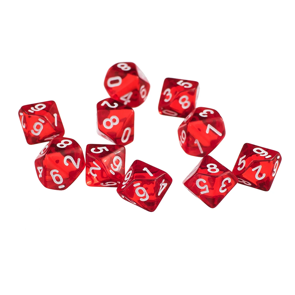 1 Набор 10 двусторонних игральных костей D10 для подземелья драконы настольные игры
