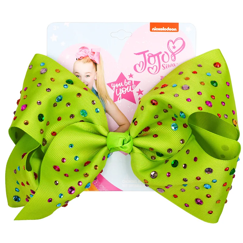 Green 8 дюймов, блестящие, радужные, вечерние, siwa, бант, заколка для волос для девочек, ручная работа, бутик, бант, Джамбо, заколки для волос, аксессуары для волос - Цвет: Green