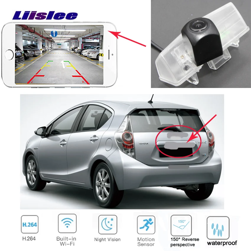 LiisLee wireless Rear View Camera For Toyota Prius C for toyota Aqua car Reverse license plate camera backup | Автомобили и