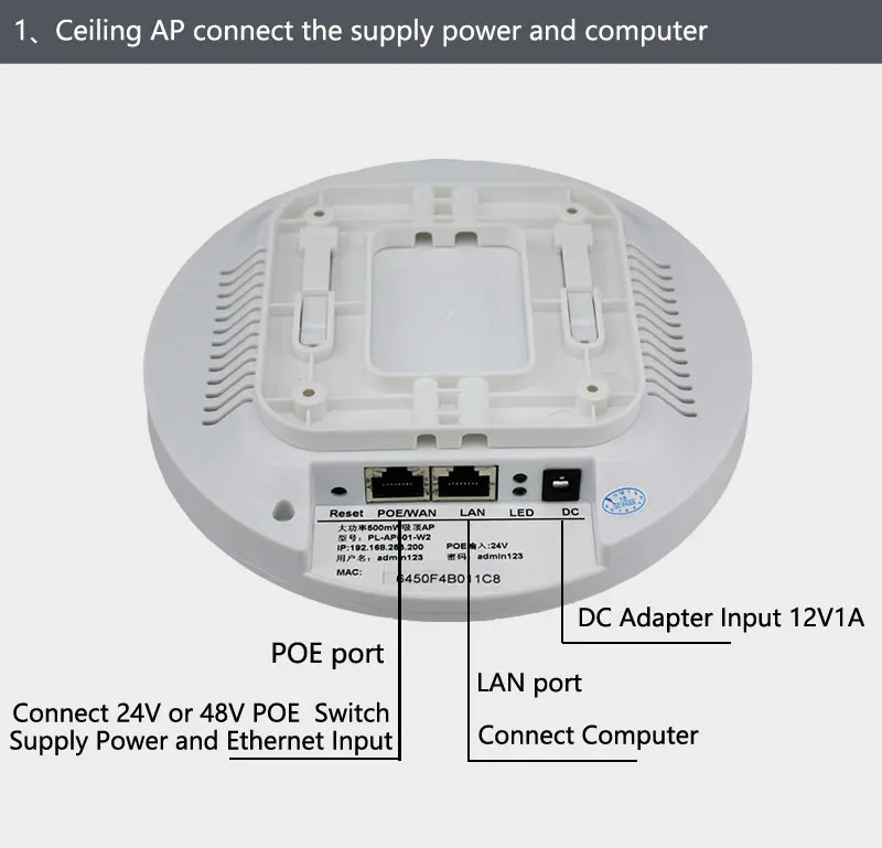 MT7620N чип 8 МБ флэш 64 МБ ОЗУ 300 Мбит POE мощность потолочное крепление openwrt беспроводная точка доступа ap английский интерфейс управления