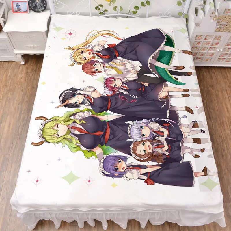 150x200 см аниме Miss Kobayashi's Dragon Maid Tohru Kanna Kamui Kobayashi молочное волокно простыня и