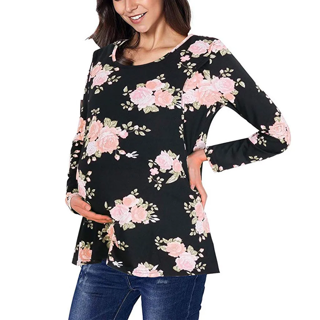 Женская рубашка ropa de mujer Одежда для беременных мам полосатые футболки с длинными