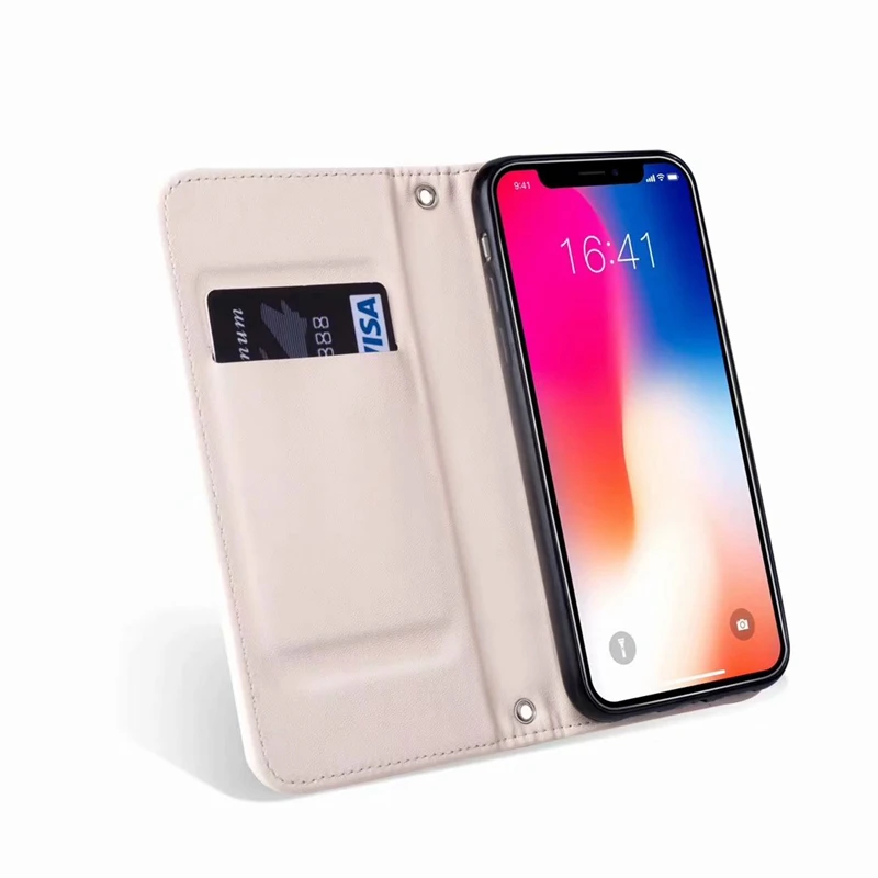 For Iphone X 10 8 7 Plus 6 6s SE 5S Wood Grain Wallet Leather Case Vertical Flip Cover Suck Magnetic Closure Dual Pouch | Мобильные