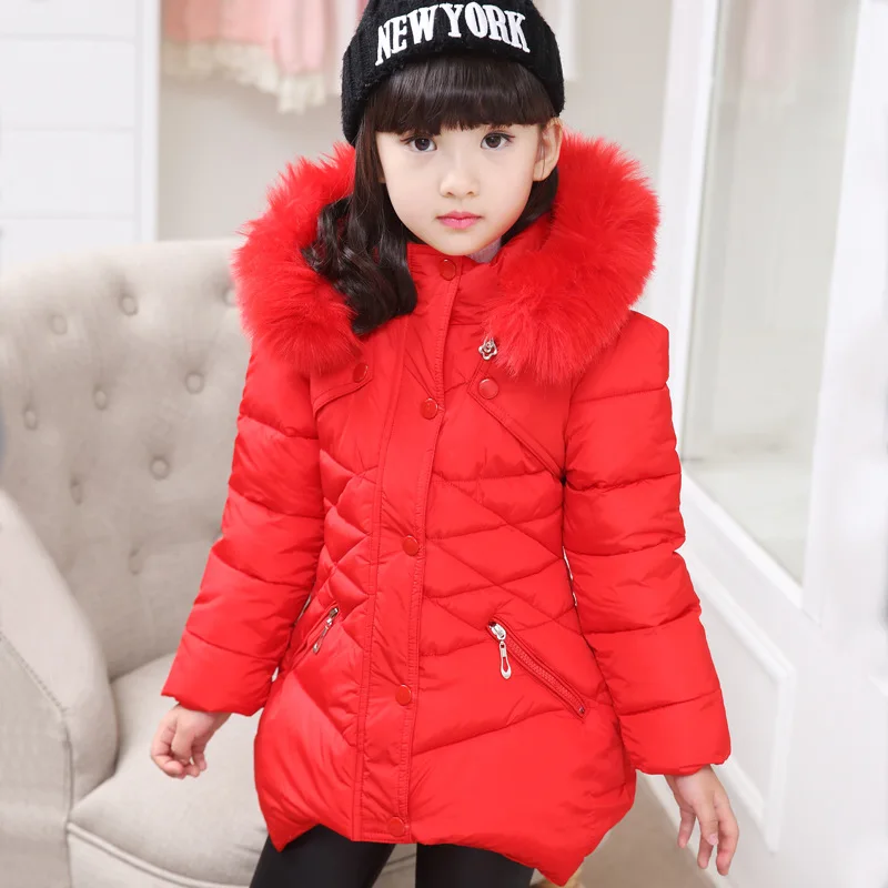 

2018 New Winter Casual Jacket child Thick Padded Outwear big virgin solid color Keep warm jacket girls Nagymaros collar coat