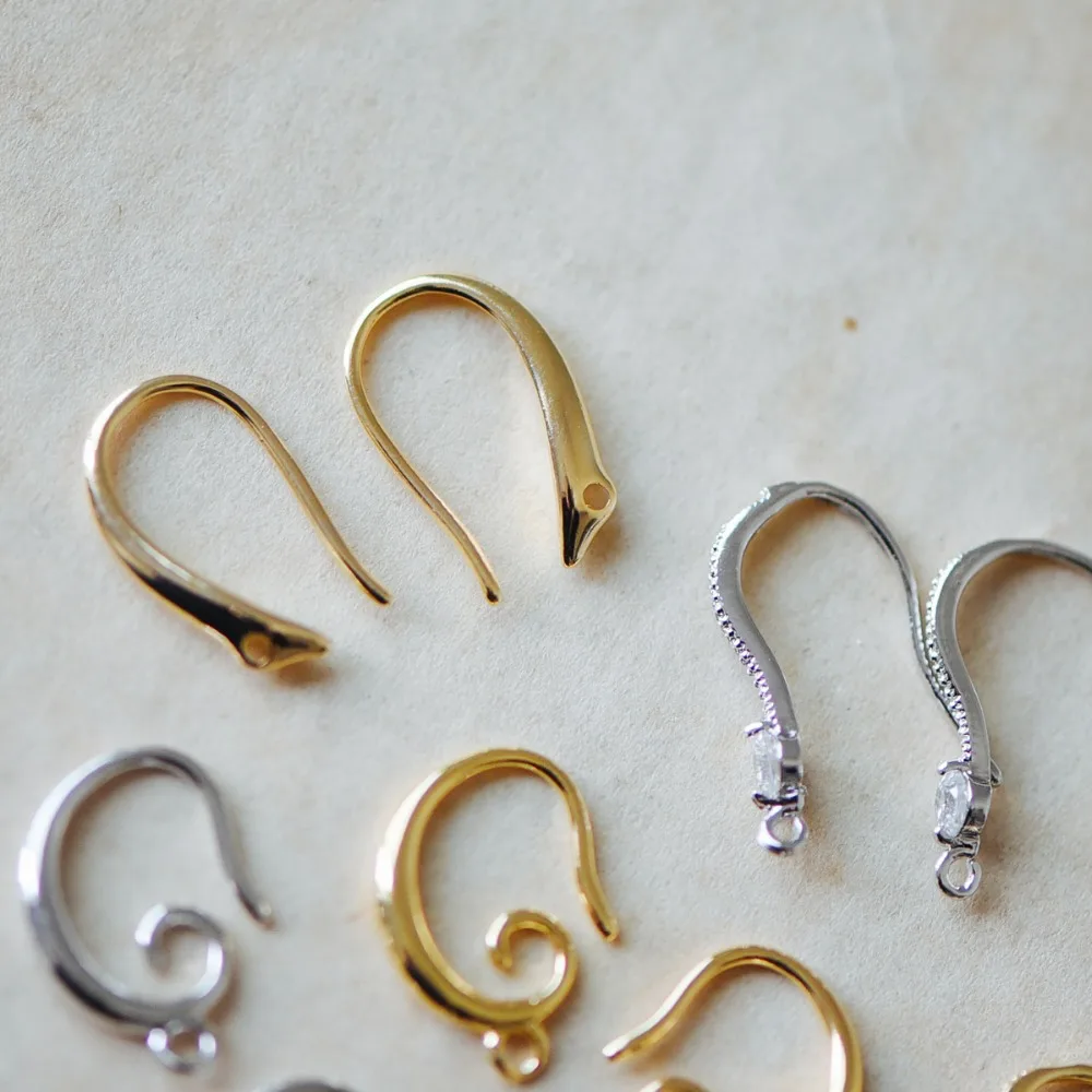 10 шт./лот золото/серебро уникальный ушной крючок настоящее золото/родиевое