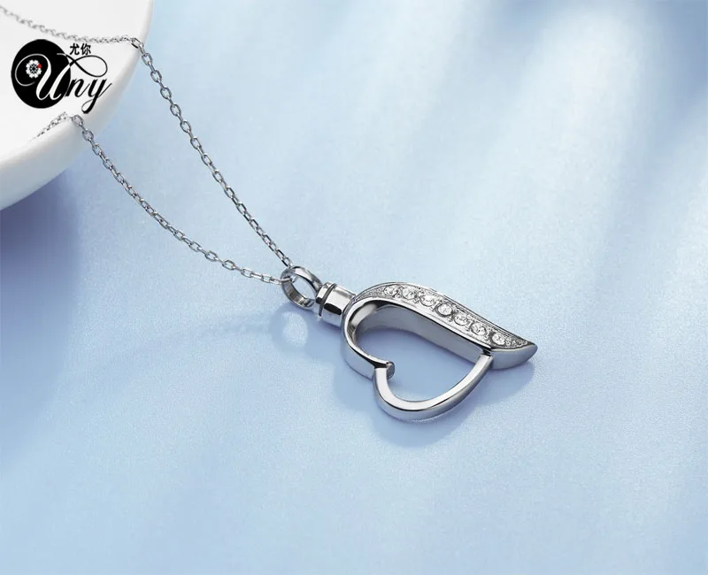 Uny Ожерелья Подвески в форме сердца Кремации Ювелирных Изделий урну пепел