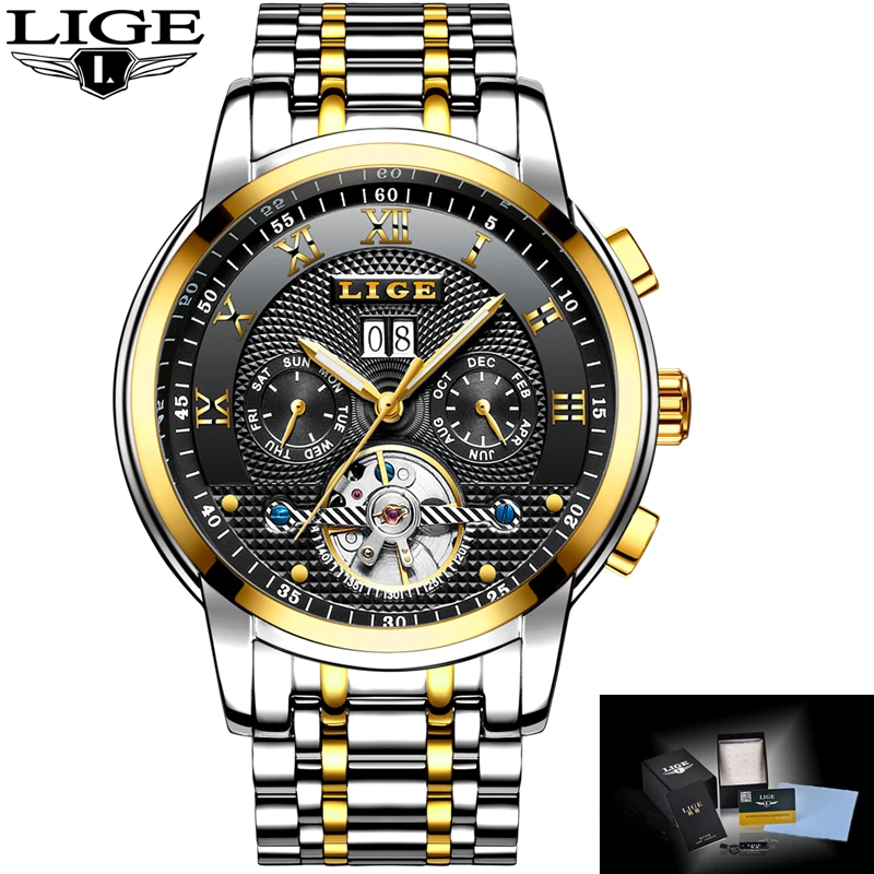 

New 2018 LIGE Brand Watch Men Top Luxury Automatic Mechanical Watch Men Stainless Steel Clock Business Watches Relogio Masculino