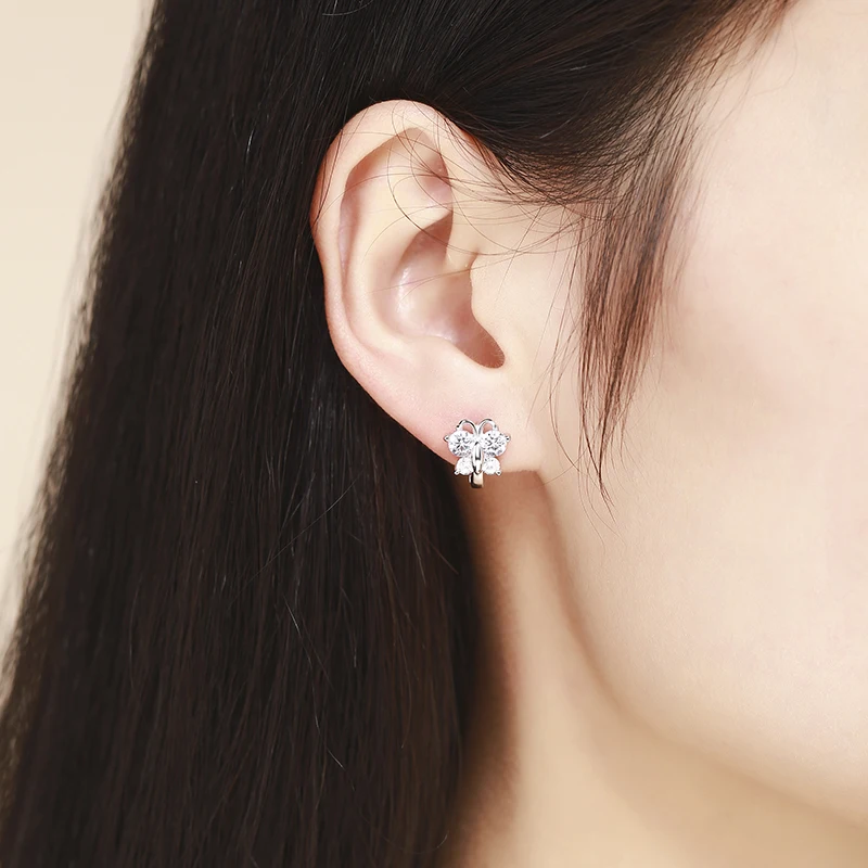 Серьги кольца из серебра 925 пробы с фианитами 4 цвета|hoop earrings for women|hoop earringshuggie hoop |
