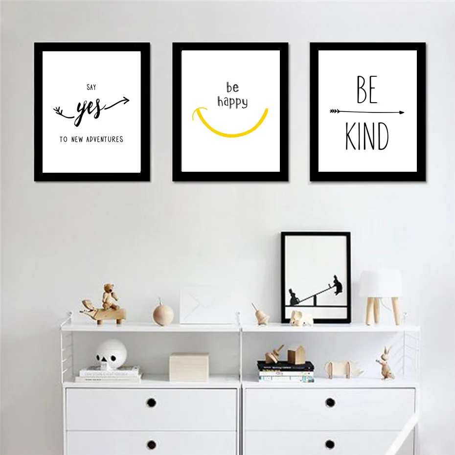Motivational Kids Quotes Posters Prints Nordic Canvas Painting On The Wall Black White Art Pictures For Baby Nursery Home Decora | Дом и сад
