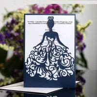 100pcs/lot Perfect Wedding Invitation Card Bride Hollow Pattern Wedding Card with Envelope Blank Inner Page