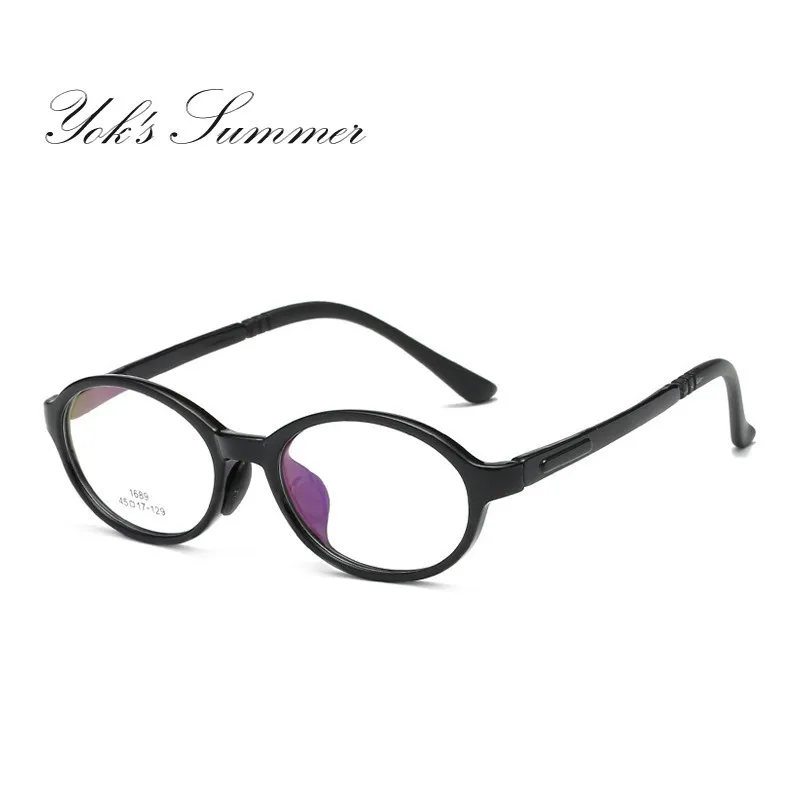 C1 Black Black Винтажные круглые детские очки TR90, модные студенческие очки по рецепту, оправа, Ультралегкая прозрачная оправа для очков, при близорукости CN1166 - Цвет оправы: C1 Black Black