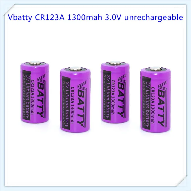 100% оригинал Vbatty CR123A 1300mah 3 0 V li ion неперезаряжаемая батарея наружный фонарик с