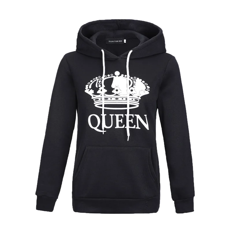 2018 Новый Для женщин мужчин толстовки King queen печатных Толстовка Любители Пары