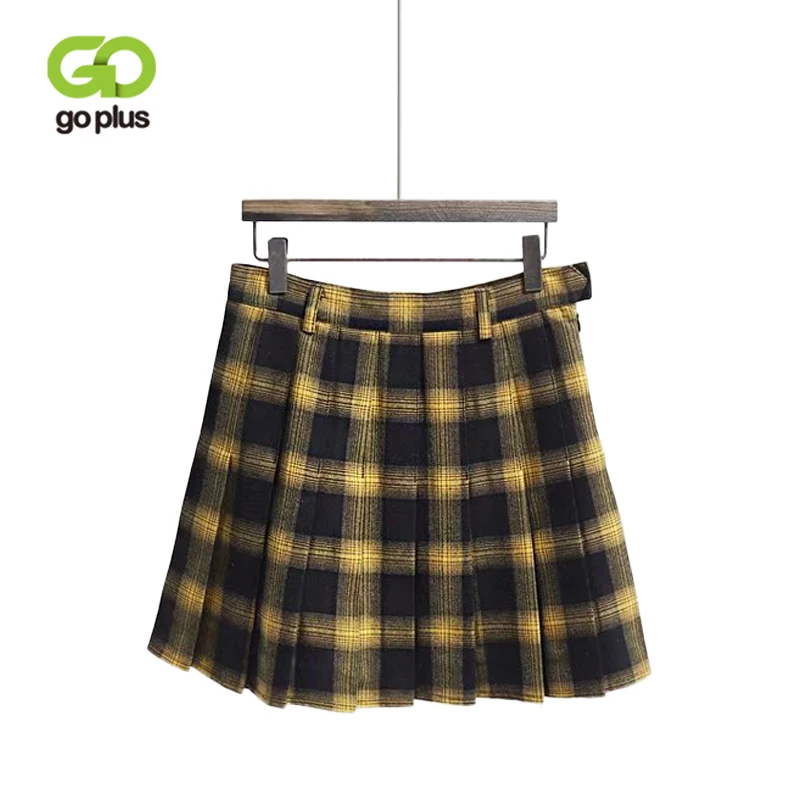 GOPLUS High Waist Pleated Mini Plaid Skirt 2018 Autumn Winter Preppy School Uniform Skirts Womens Cute Short Saia Faldas | Женская