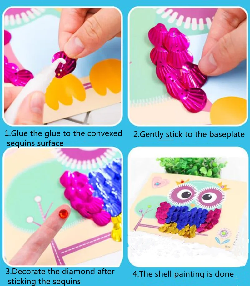 Happyxuan 3 шт. картина с ракушками набор детей DIY Искусство и ремесла комплект Материал детский сад творческие игрушки для девочек развивающие