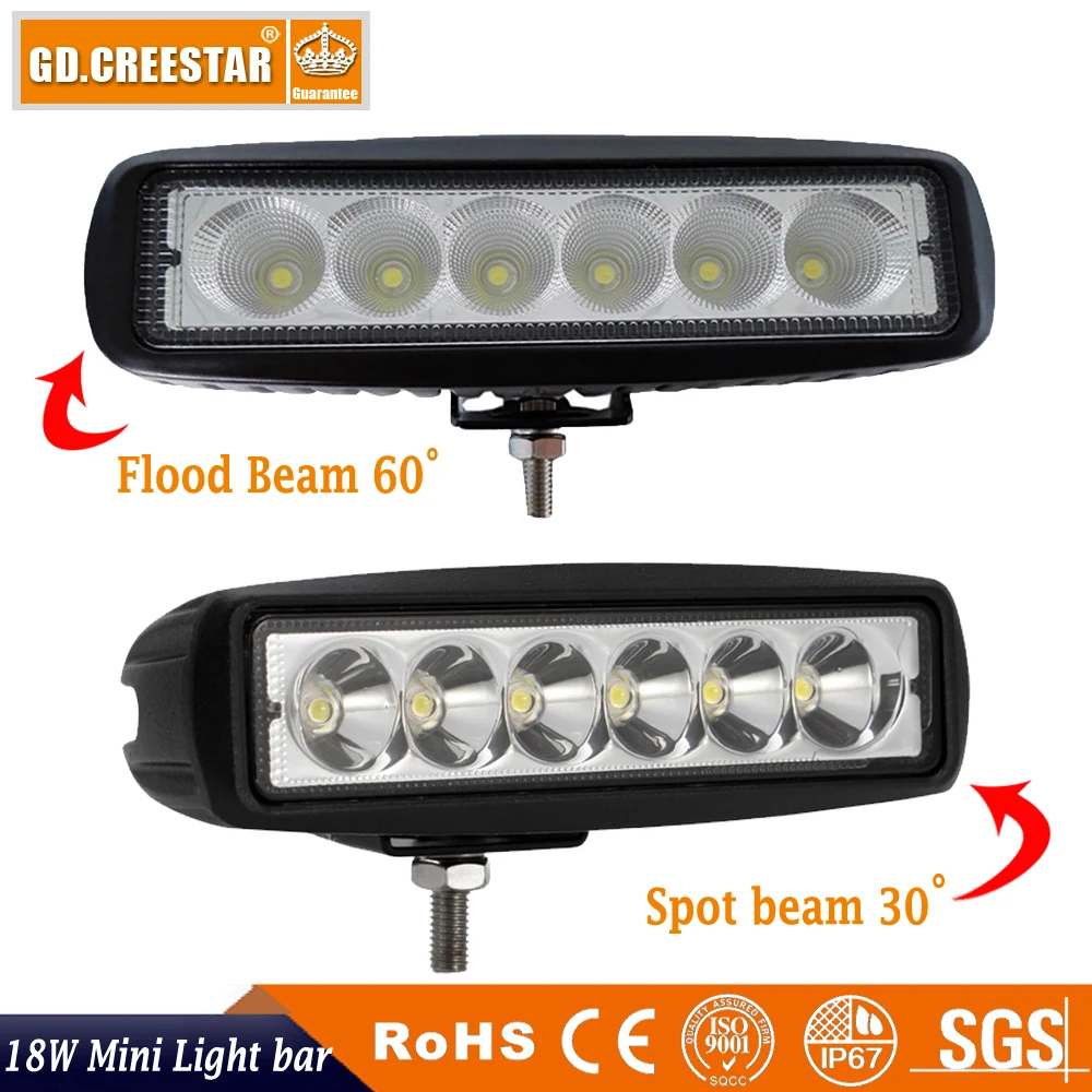 18Watts 6inch Spot Flood LED Work Light bar For Car Truck Boat Driving Fog Offroad SUV 4WD 4x4 Golf lights x 2pcs Free Ship | Автомобили и