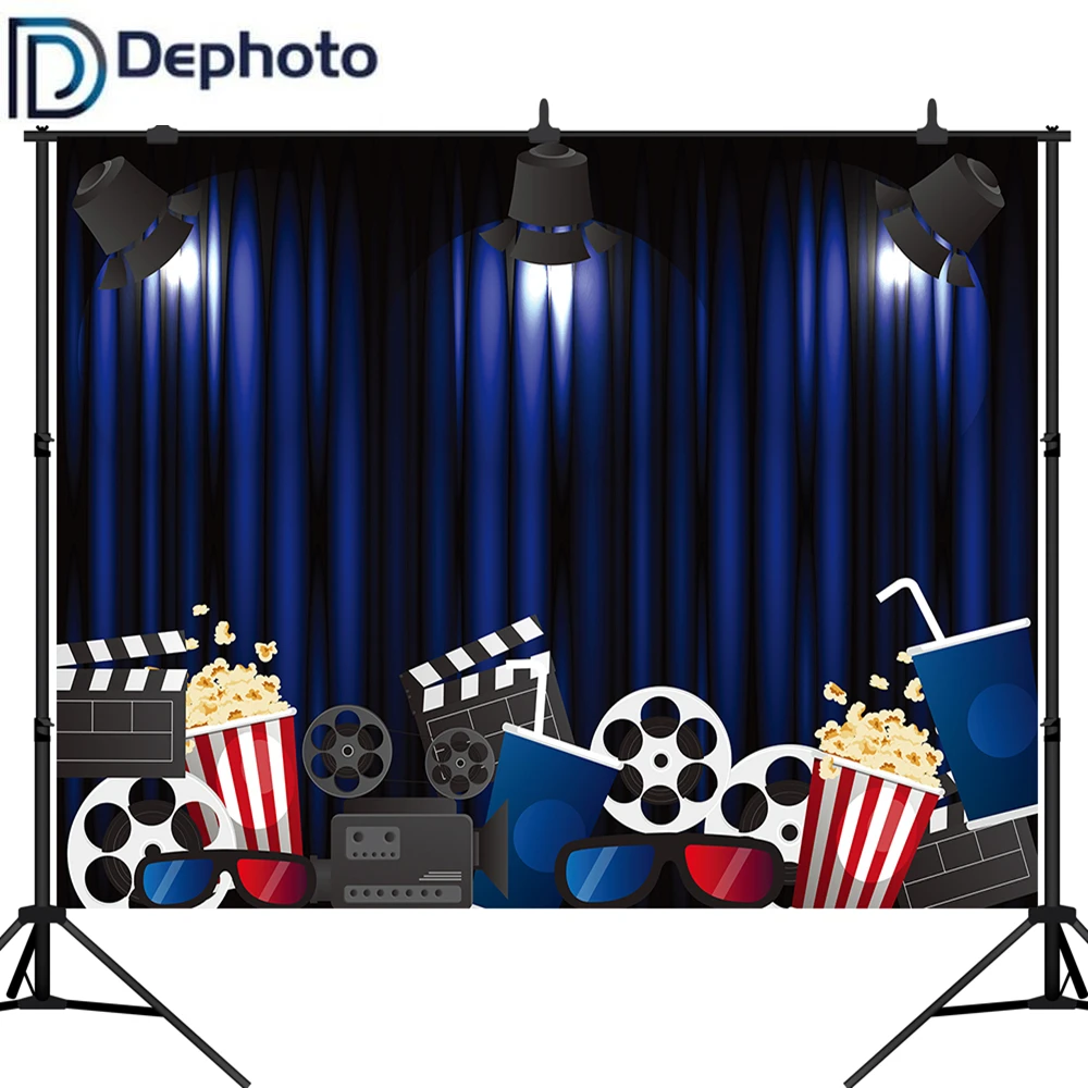 DePhoto голливудский попкорн тема кино фон для фотосъемки день рождения премьера