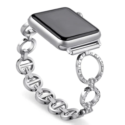 Ремешок из нержавеющей стали для Apple Watch Band стразы металлический браслет со