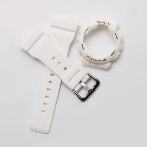 White gold Сменный резиновый ремешок подходит для часов CASIO BABY-G с BA-111 110112120 чехол силиконовый браслет женский браслет - Цвет ремешка: White gold