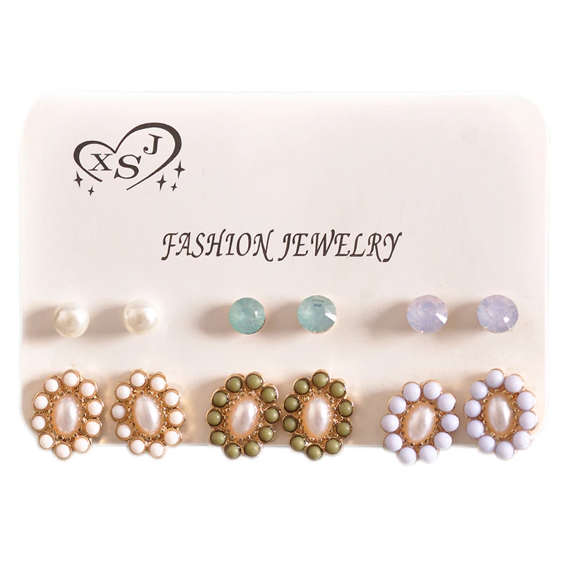 Женские серьги-гвоздики с жемчугом белые и зеленые серьги для девочек на день