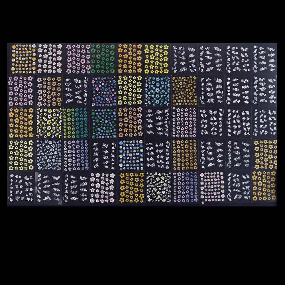 50 листов 3D Цветочный дизайн наклейки для дизайна ногтей красивая мода смешанный