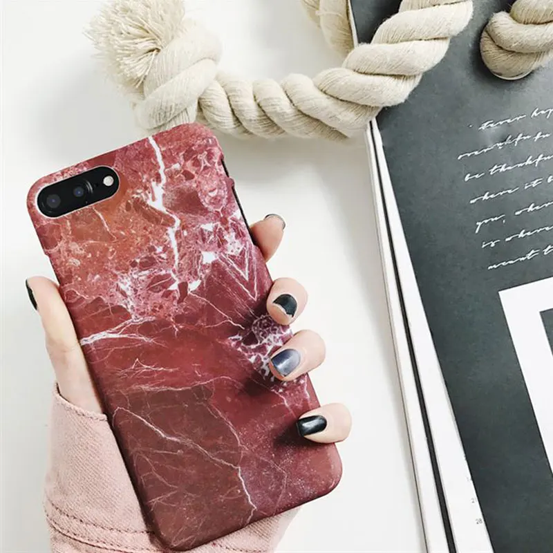 Роскошный чехол в стиле ретро с мраморным узором для iPhone 5 5S 6 S 7 8 Plus X жесткий