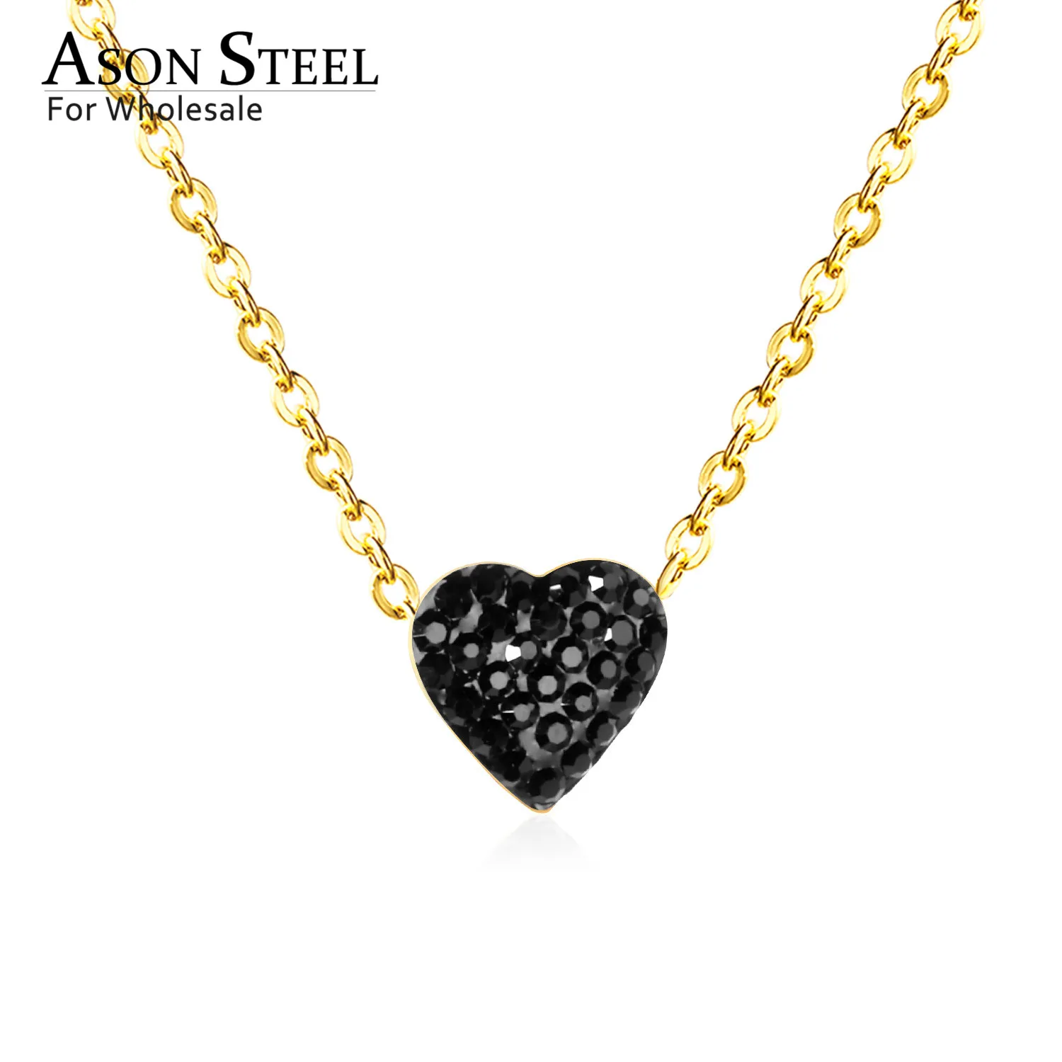

ASONSTEEL Clay Heart Pendant Necklaces 12 Colors Stainless Steel Gold/Silver Color Chains Necklaces Lover's Party Wedding Gift