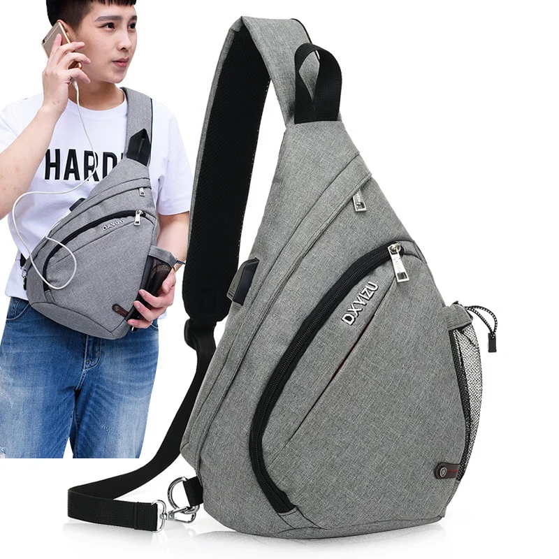 Нейлоновый рюкзак на одной лямке с USB портом для зарядки|Беговые сумки| |