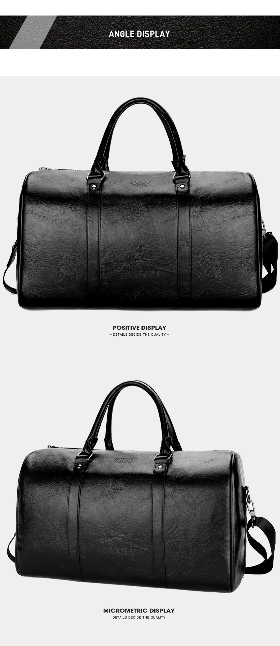 VICUNA POLO, повседневные деловые мужские дорожные сумки, большая Вместительная дорожная сумка, черная кожаная мужская спортивная сумка для короткой поездки