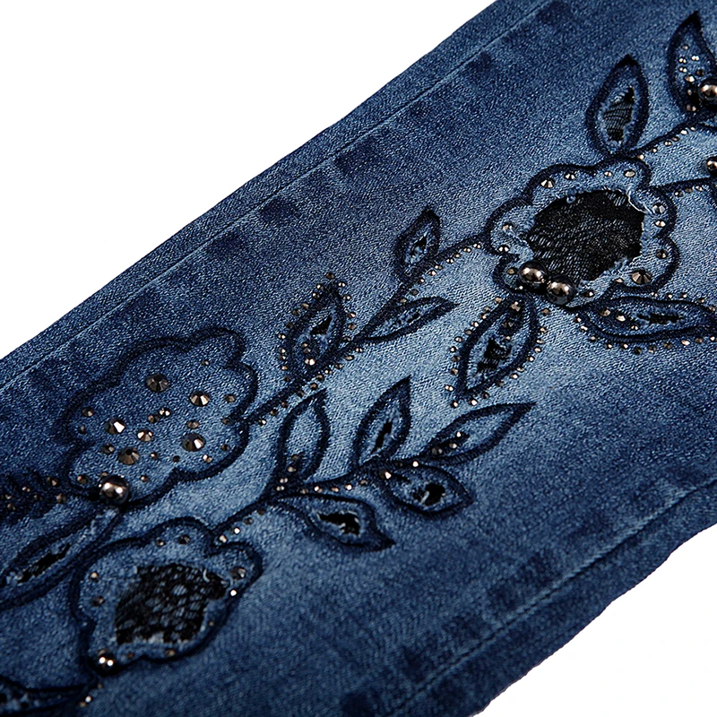 GLO STORY женские рваные узкие джинсы цветочные алмазные Вышивка отверстия стрейч