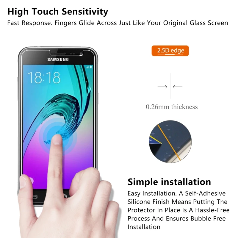 2.5D 0 26 мм 9H Премиум Закаленное стекло для Samsung GALAXY J3 J300 J3000 J300F Защитная пленка *|glass