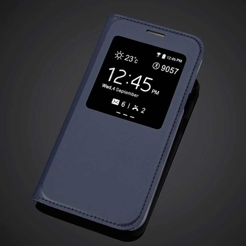 Роскошный тонкий флип кейс из искусственной кожи с окошком для просмотра чехол