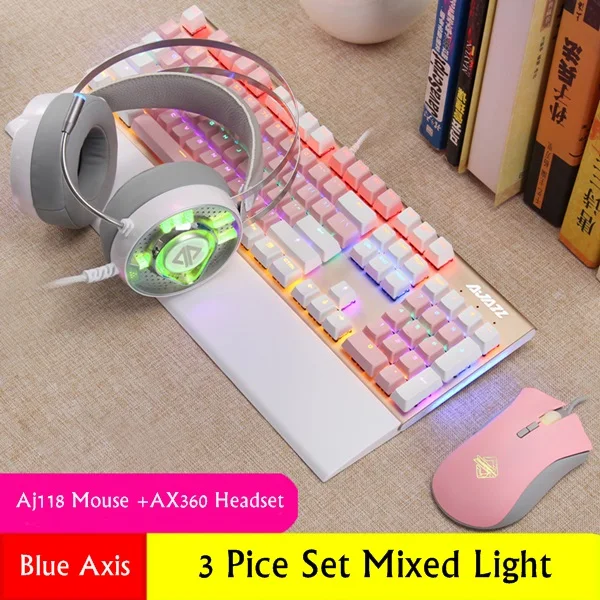 3 Piece Mixed Light Ajazz AK40S PBT Edition эргономичная USB Проводная Механическая игровая клавиатура RGB/смешанный свет отсоединяемая Магнитная опора для рук синяя ось - Цвет: 3 Piece Mixed Light