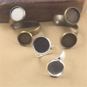 Регулируемое кольцо с двойным пустым покрытием, 5 шт., регулируемое кольцо с открытым кольцом, основание для кабошона, Безель, подходит для стеклянного кабошона 12 мм, набор сделай сам