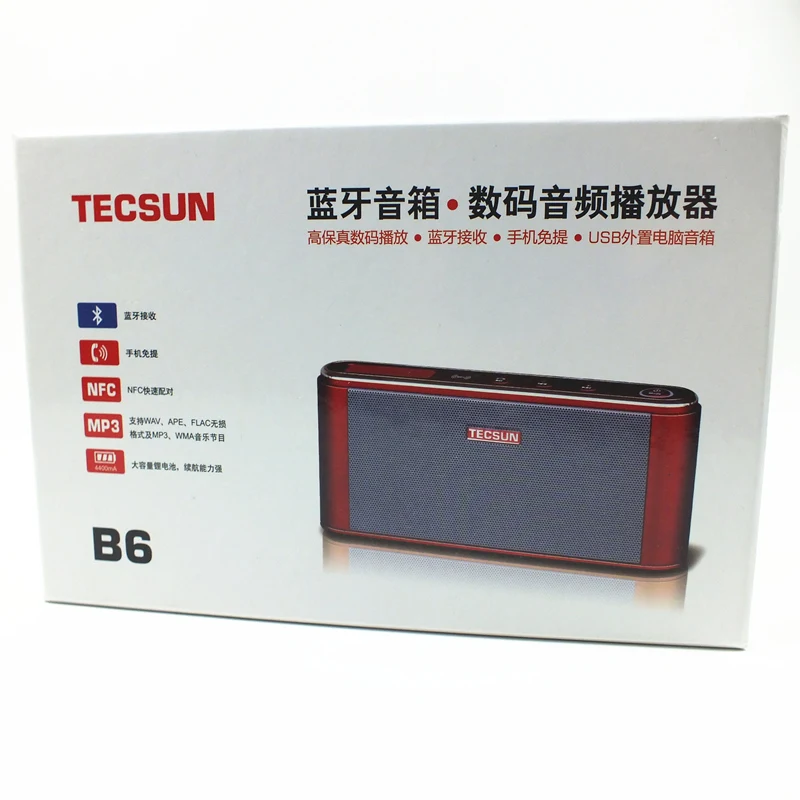 Tecsun B6, высокая емкость, 4400 мА, литиевая батарея, зарядка, bluetooth, TF карта, динамик, сабвуфер, тяжелый бас