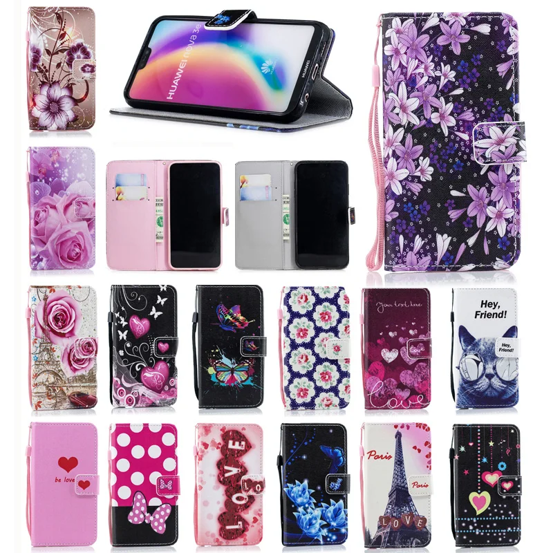 Роскошный кожаный чехол бумажник с откидной крышкой для телефона Huawei Y9 2019 Y5 Y6 2018 V9
