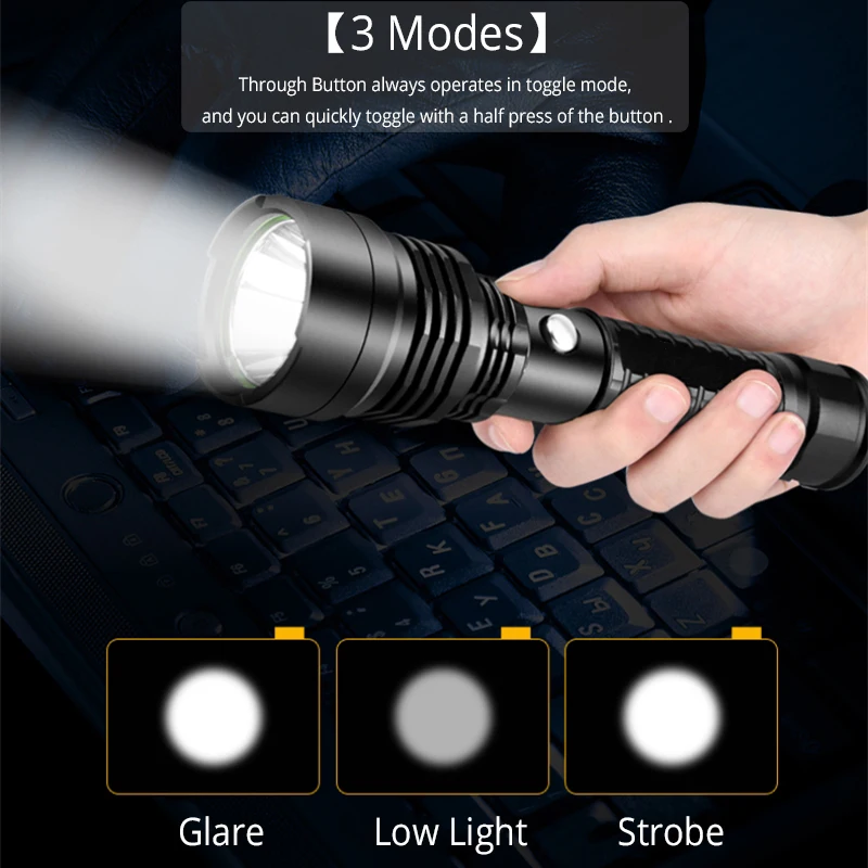 3 режима супер яркий светодиодный тактический фонарик перезаряжаемый