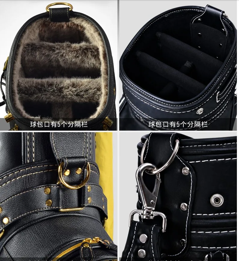 Printed Free! Full Genuine Leather Standard Bag With Cover Waterproof PU Men Golf Package High-end Personalized Brand/Team/Name