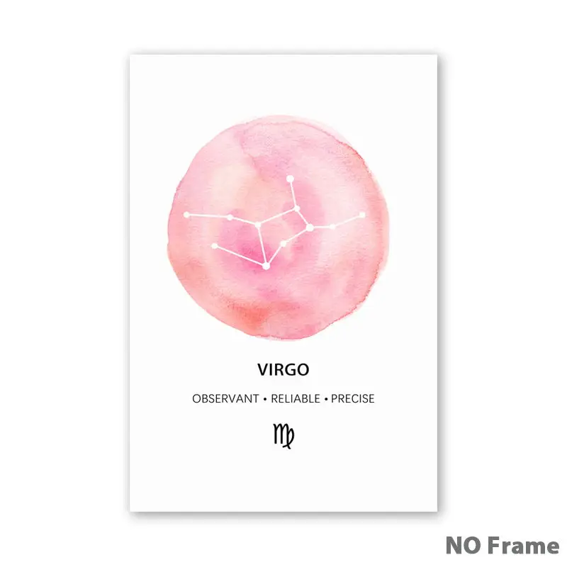 6 Virgo Акварельное Созвездие Астрономия Зодиак звезды холст живопись плакат и печать гостиной стены художественное украшение - Цвет: 6 Virgo