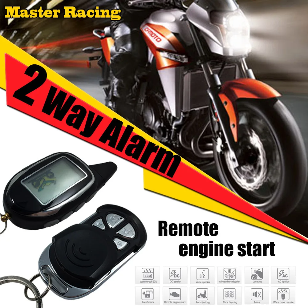 2 двухсторонний мотоцикл ЖК Дисплей Сигнализация Противоугонная система с