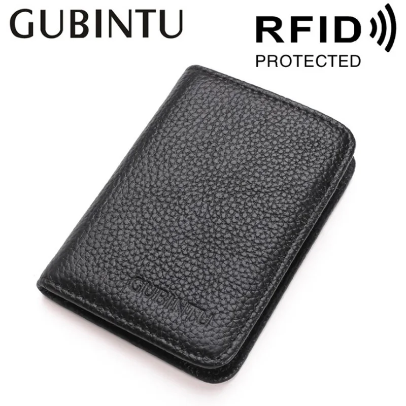 Тонкий кошелек из натуральной кожи с защитой RFID для мужчин кредитница чехол карт