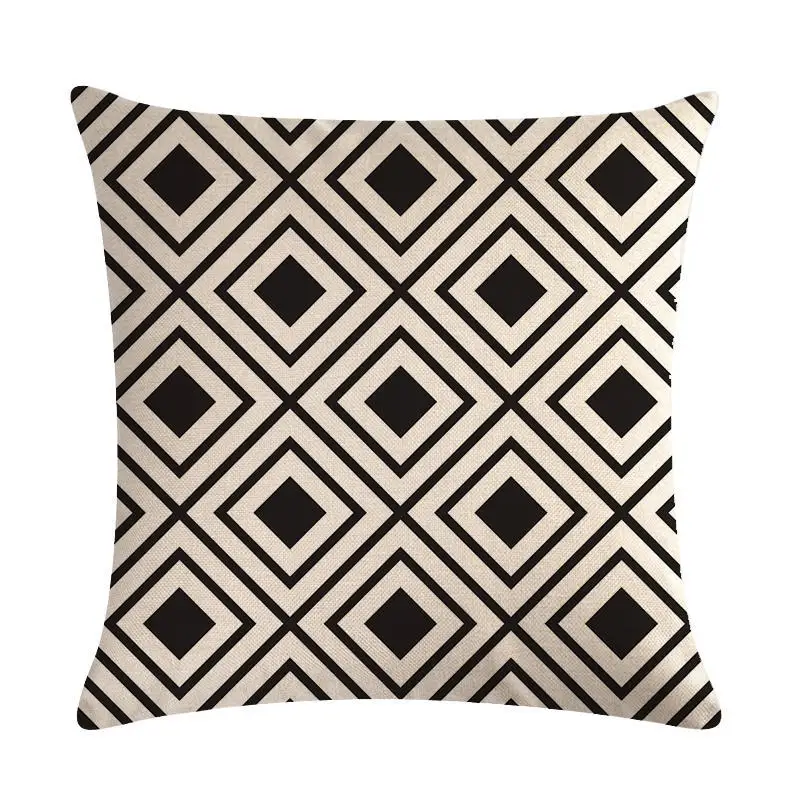 

Geometric Pillow Cover Geometry Cotton Linen Pillow Case Home Decorative Block Pillows Stripe Cushion Cover