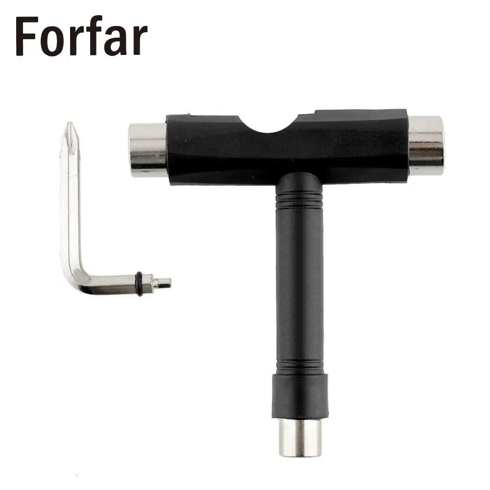 

Forfar Roller Skate Skateboard T Shape Board Tool + Key Wrench Black Useful