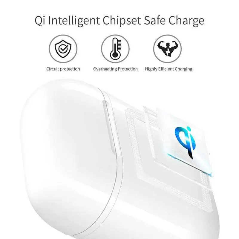 Хоббилан беспроводной чехол для зарядки для Airpods QI Стандартный беспроводной зарядный приемник крышка совместима с любым беспроводным зарядным устройством d20