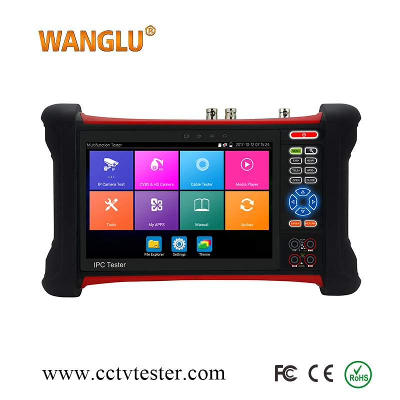 WANGLU 7 inch Retina touch screen IP CVBS AHD CVI TVI SDI 6 in 1 cctv tester with Digital multimeter