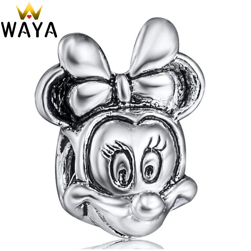 Waya серебро Цвет очарование мультфильм Минни Талисманы европейского бисера Fit