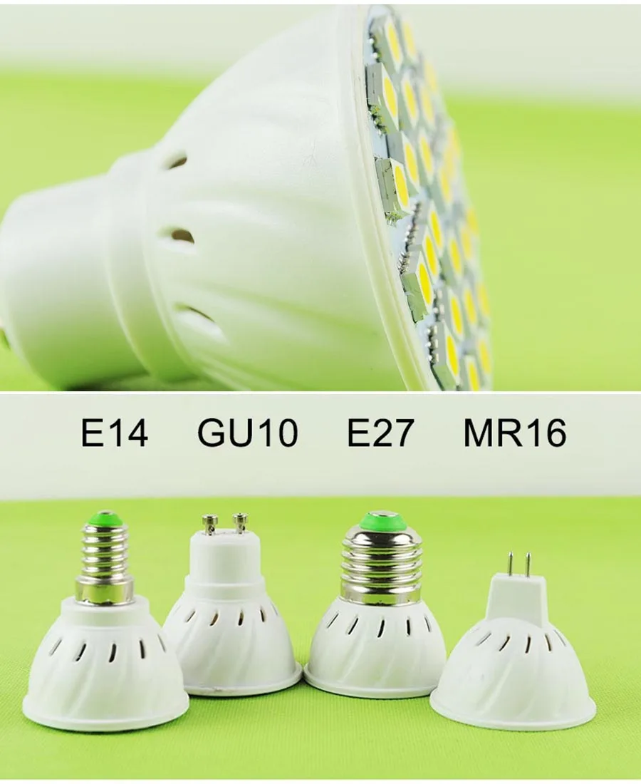 MR16 E14 E27 GU10 5 Вт 6 8 Светодиодный точечный светильник AC 110V/220V белый/теплый